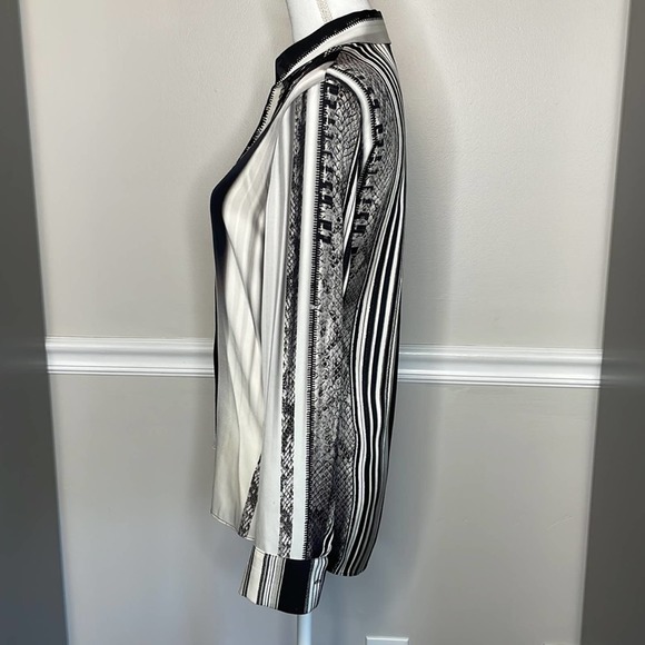 KOBI HALPERIN Blouse Silk Long Sleeve Snake Print Mixed Media Button-Up size XS - Picture 3 of 8